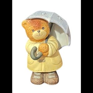 Vtg 1985 Lucy & Me Bear With Duck Umbrella Figurine